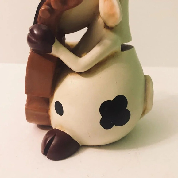 Vintage Paolo Chiari Cow Bull Playing Cello Coin Bank Figurine 5 Inch Tall - Picture 11 of 16